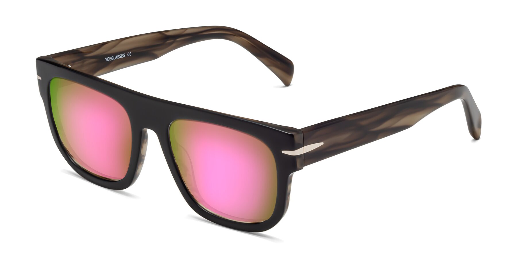 Angle of Campbell in Black-Stripe Brown with Pink Mirrored Lenses