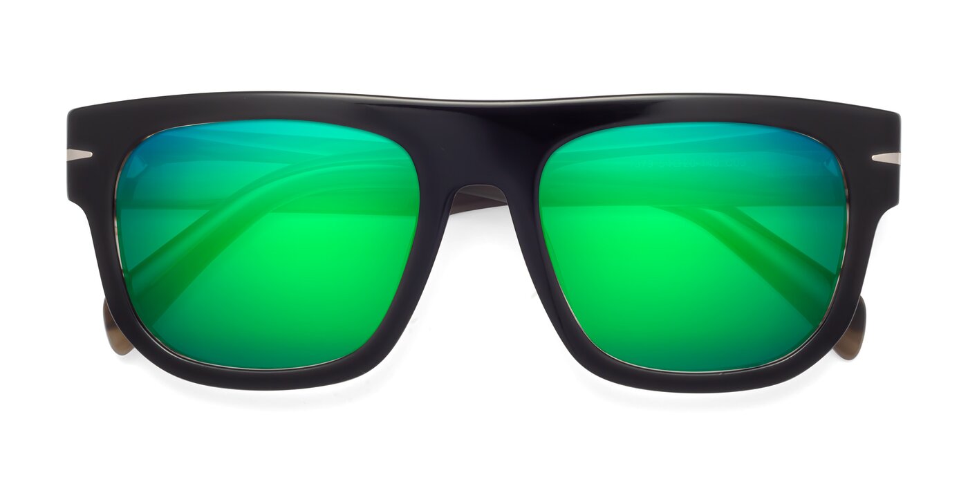 Campbell - Black/Stripe Brown Flash Mirrored Sunglasses