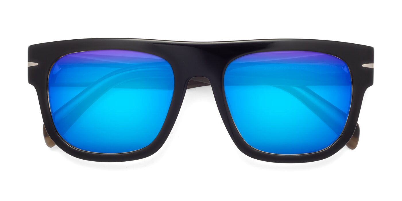 Campbell - Black/Stripe Brown Flash Mirrored Sunglasses