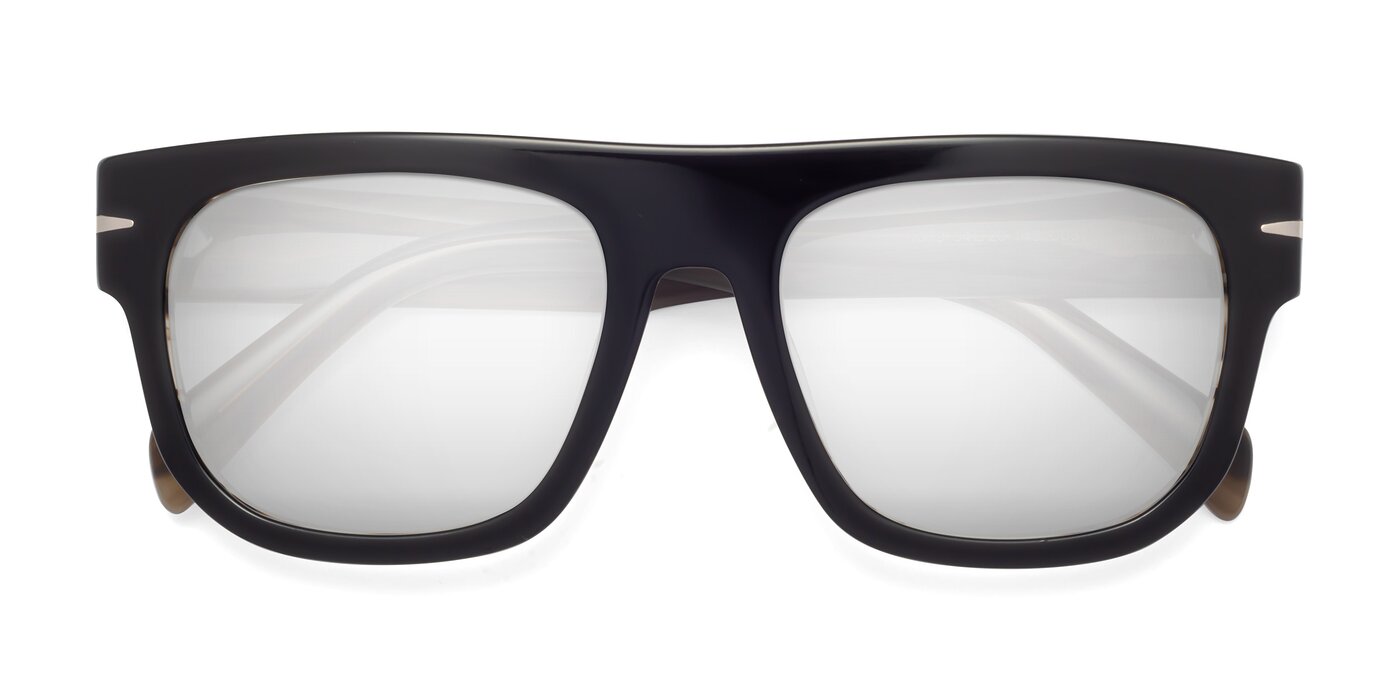 Campbell - Black/Stripe Brown Flash Mirrored Sunglasses