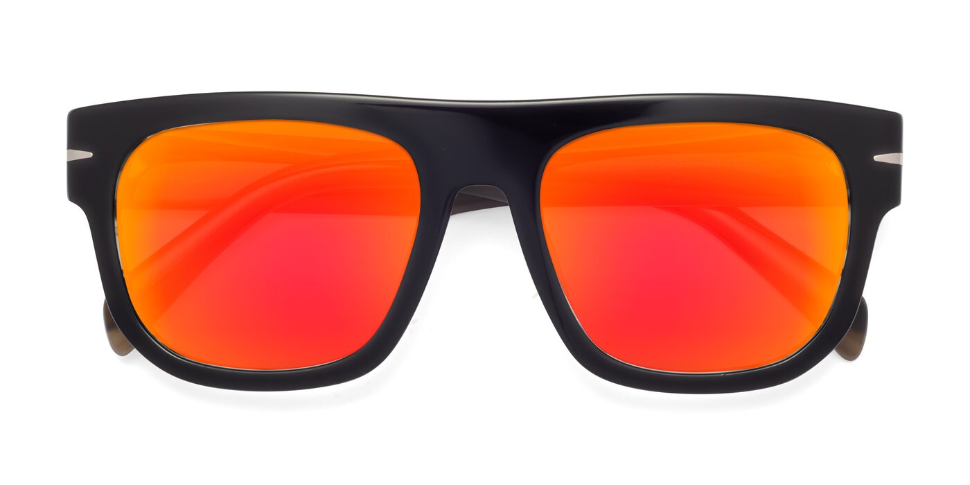 Campbell - Black / Stripe Brown Flash Mirrored Sunglasses