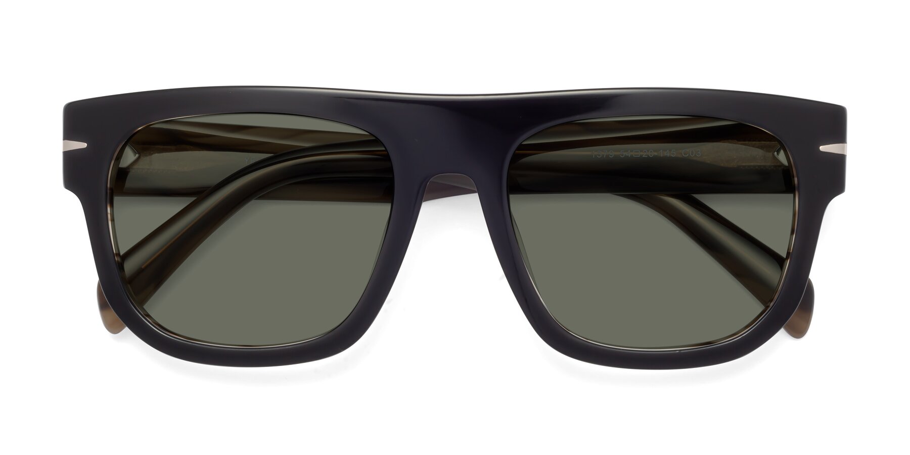 Folded Front of Campbell in Black-Stripe Brown with Gray Polarized Lenses