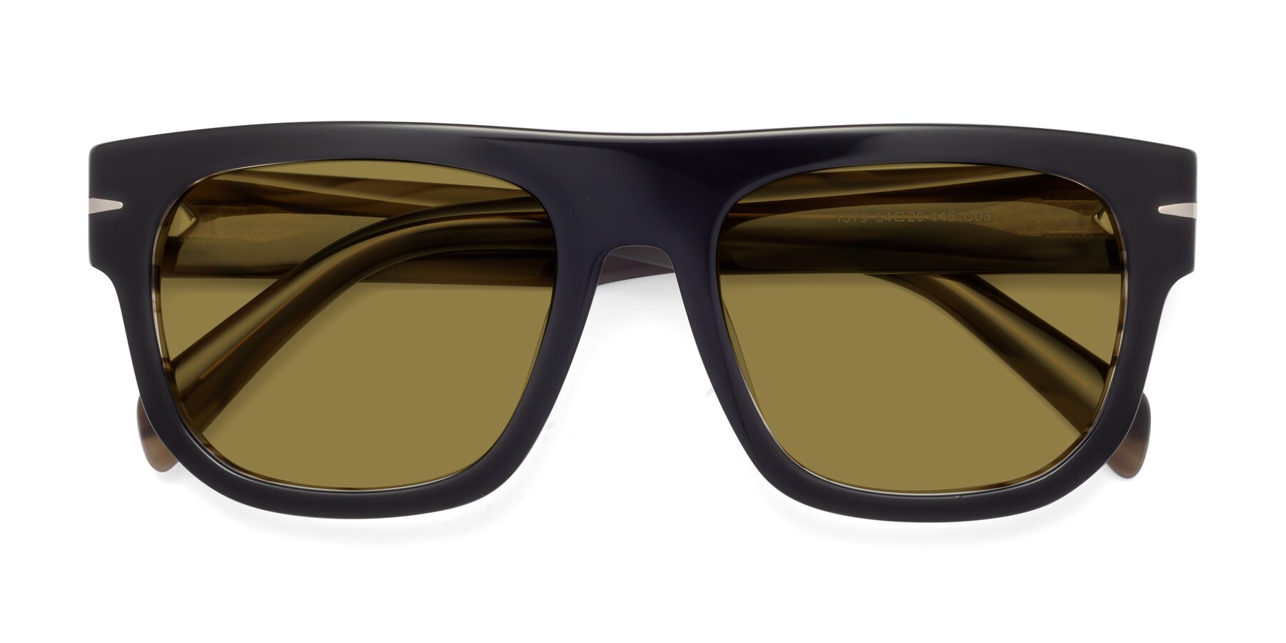 Folded Front of Campbell in Black-Stripe Brown with Brown Polarized Lenses