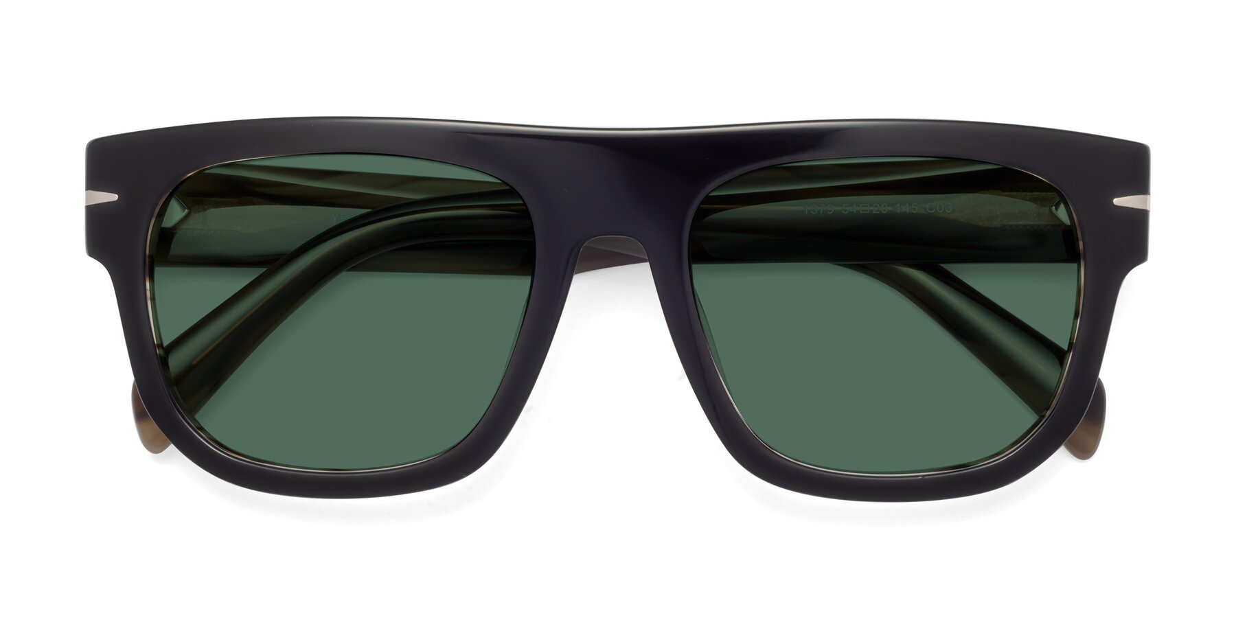 Folded Front of Campbell in Black-Stripe Brown with Green Polarized Lenses