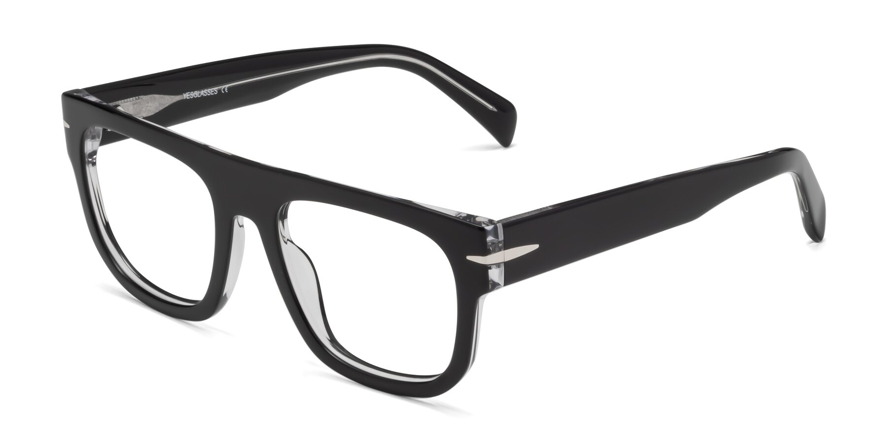 Angle of Campbell in Black-Clear with Clear Reading Eyeglass Lenses