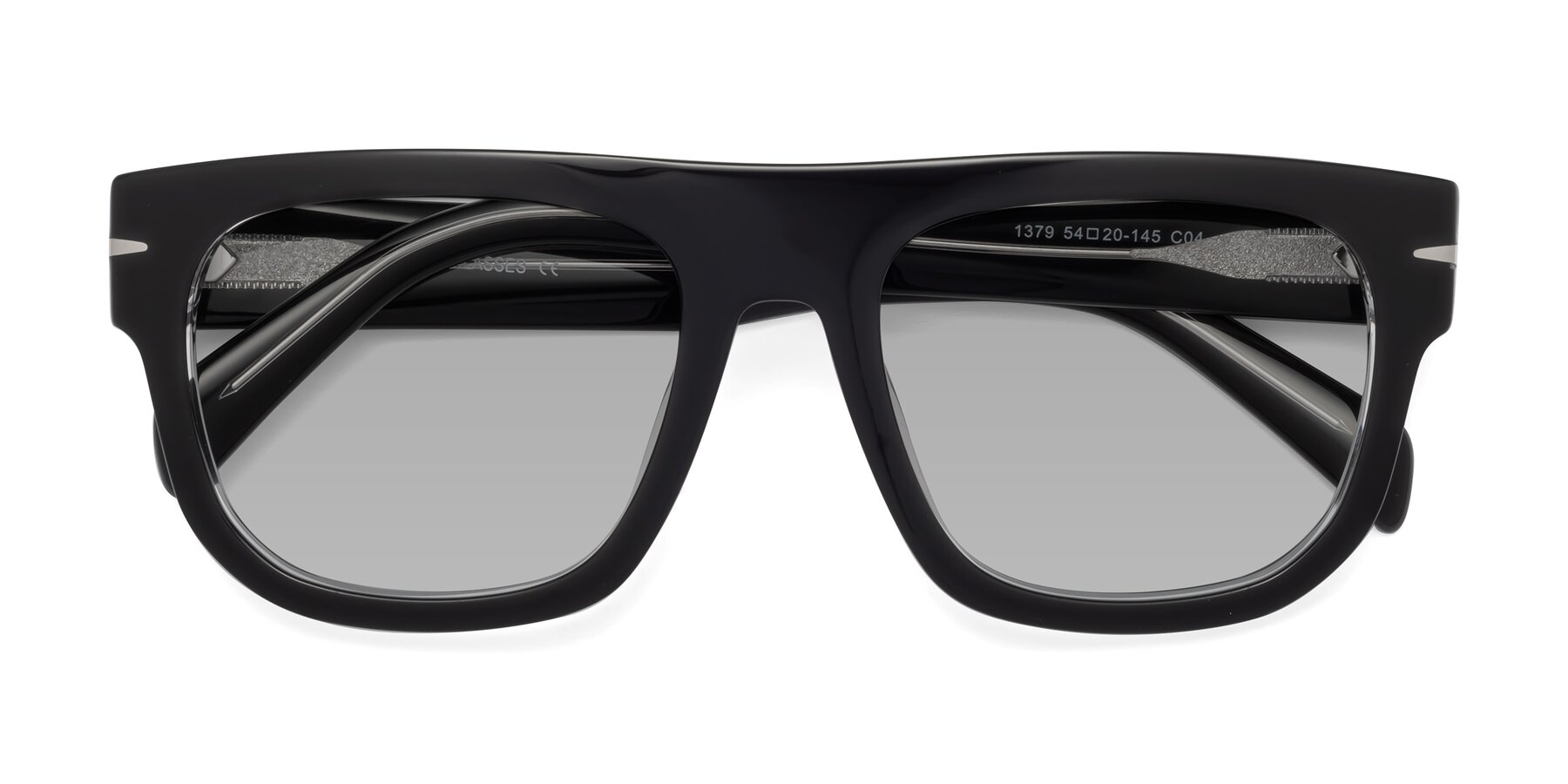 Folded Front of Campbell in Black-Clear with Light Gray Tinted Lenses