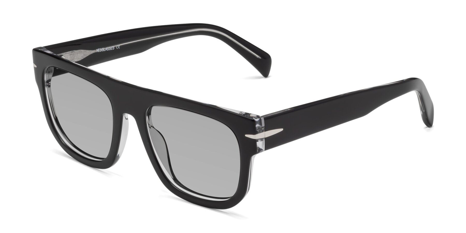 Angle of Campbell in Black-Clear with Light Gray Tinted Lenses