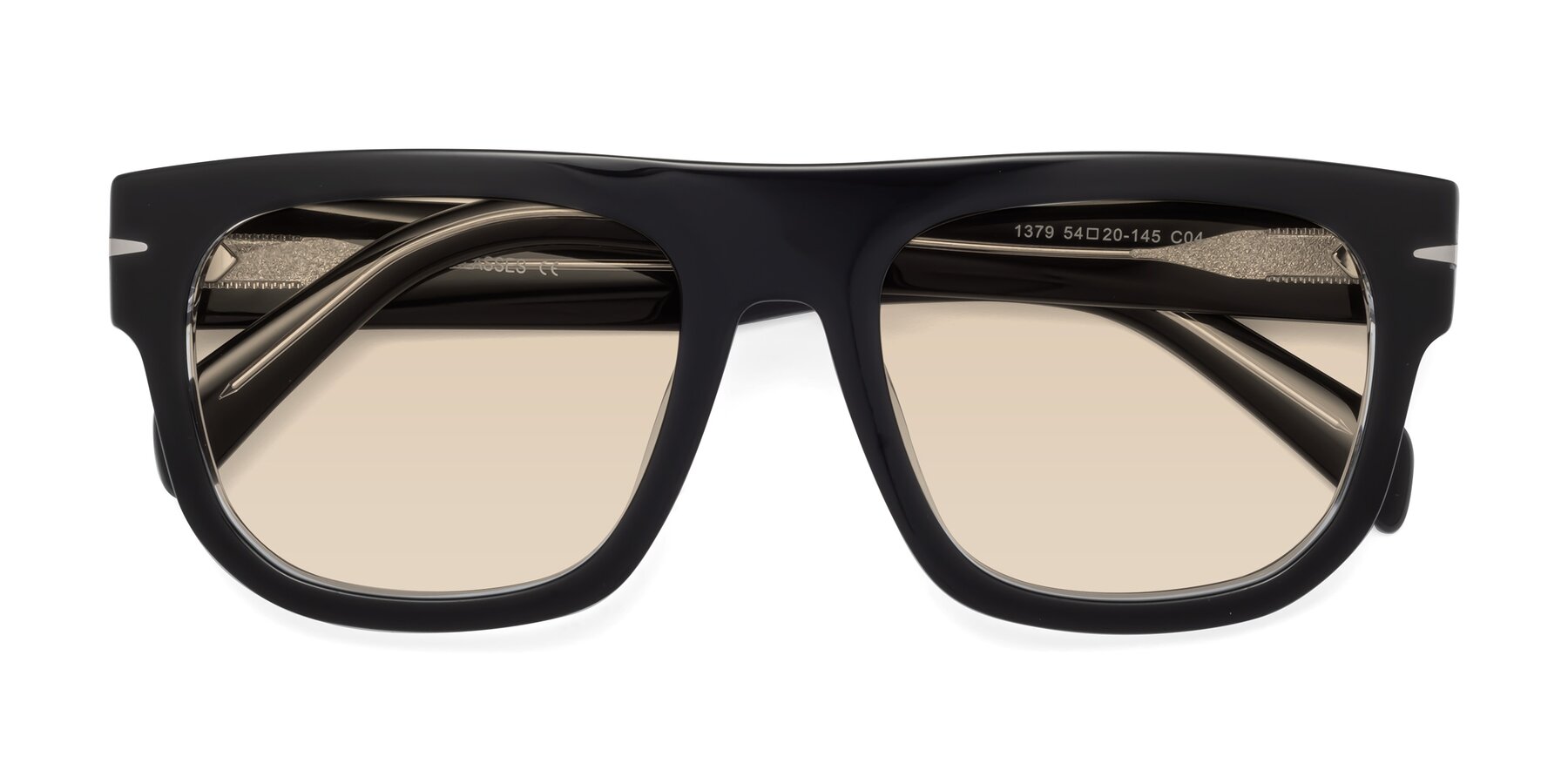 Folded Front of Campbell in Black-Clear with Light Brown Tinted Lenses