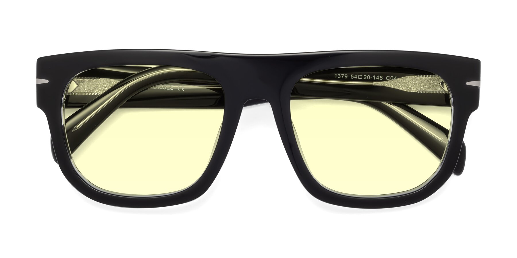 Folded Front of Campbell in Black-Clear with Light Yellow Tinted Lenses