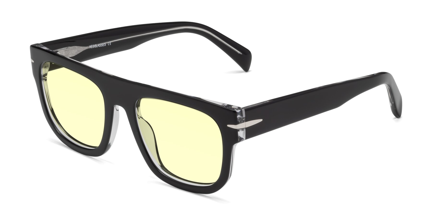 Angle of Campbell in Black-Clear with Light Yellow Tinted Lenses