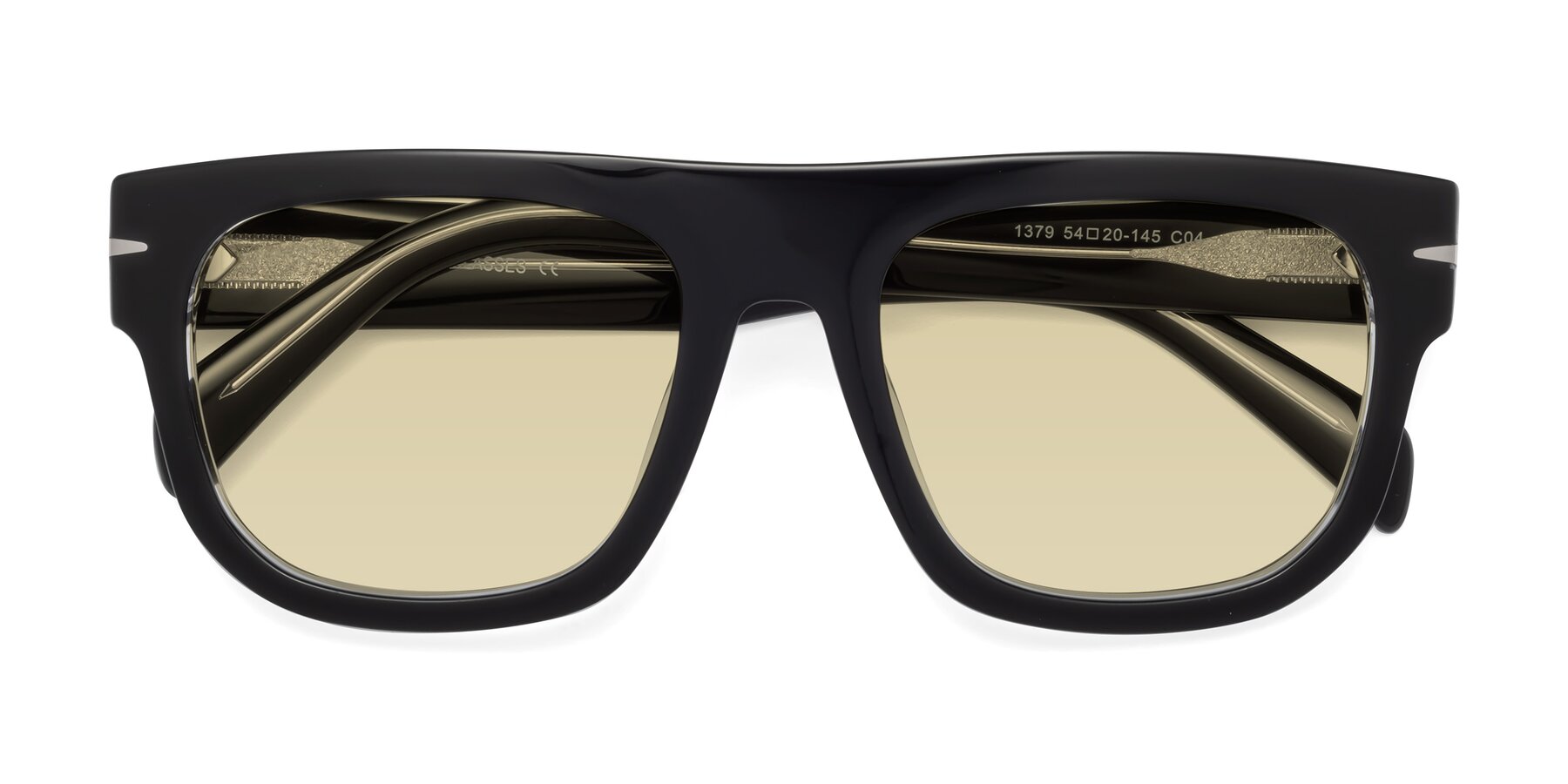 Folded Front of Campbell in Black-Clear with Light Champagne Tinted Lenses