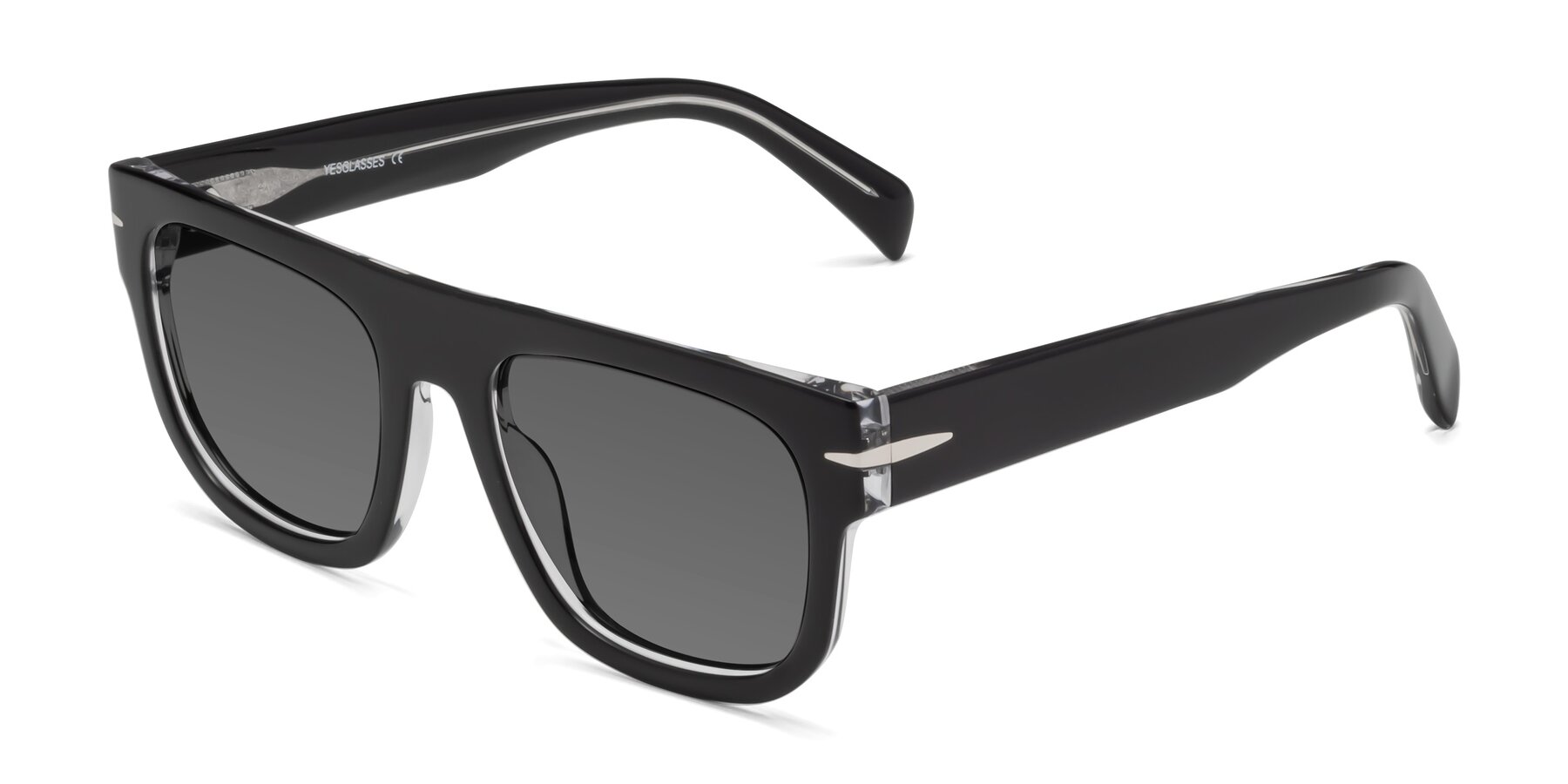 Angle of Campbell in Black-Clear with Medium Gray Tinted Lenses