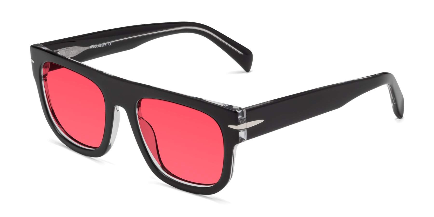 Angle of Campbell in Black-Clear with Red Tinted Lenses