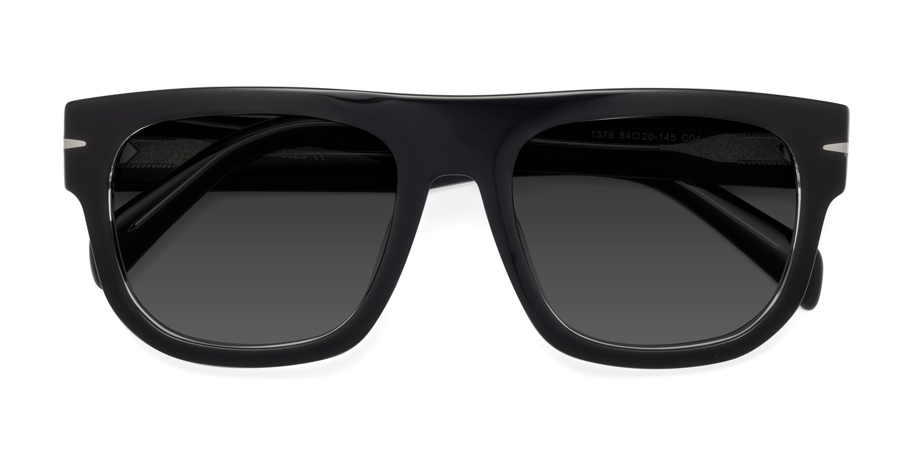 Folded Front of Campbell in Black-Clear with Gray Tinted Lenses