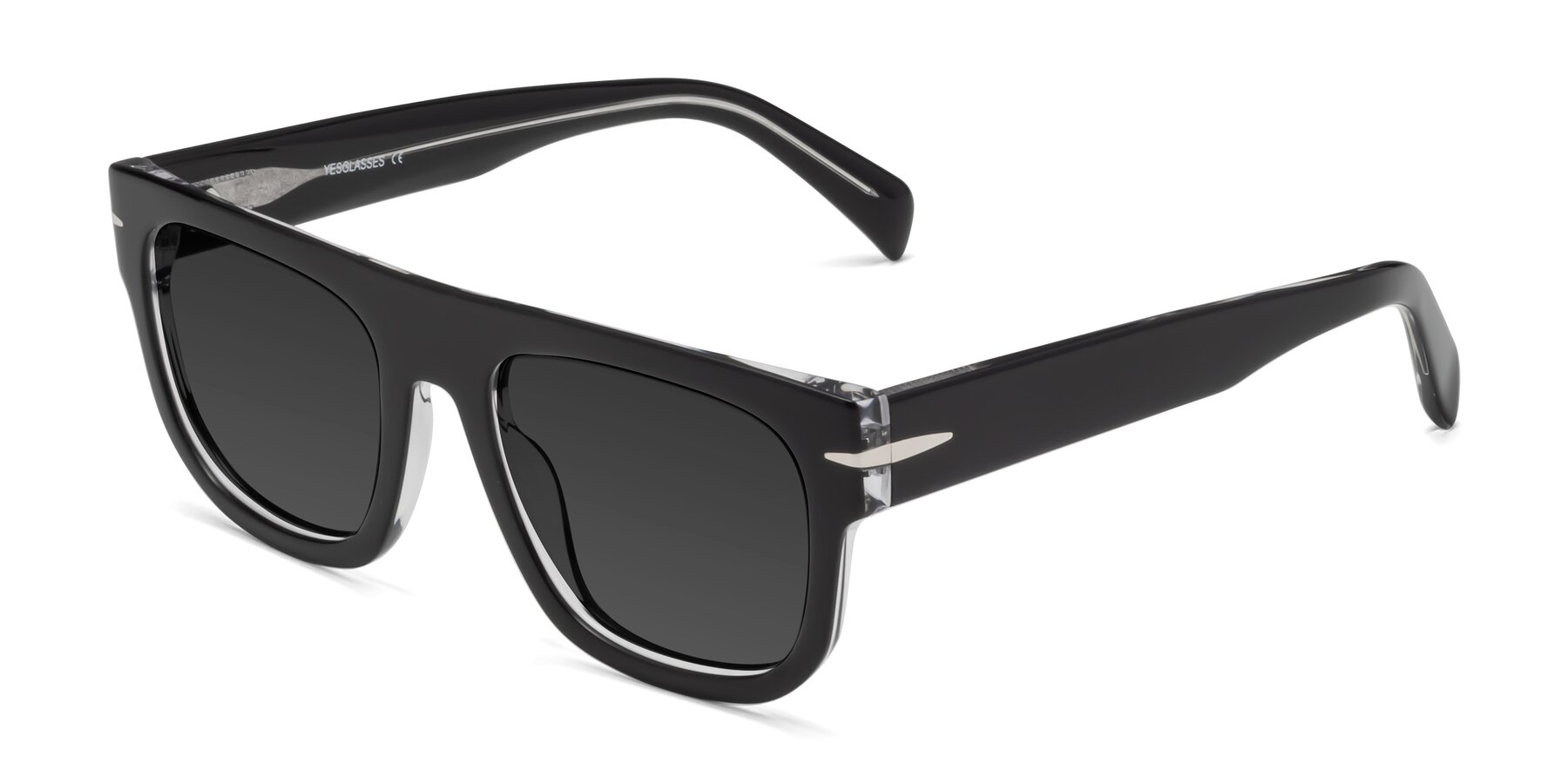 Angle of Campbell in Black-Clear with Gray Tinted Lenses