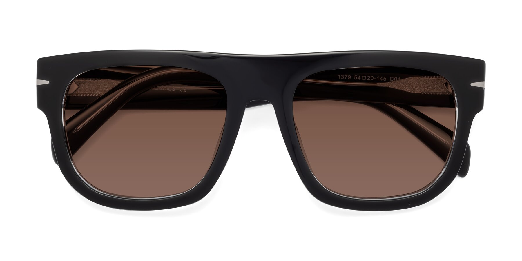Folded Front of Campbell in Black-Clear with Brown Tinted Lenses