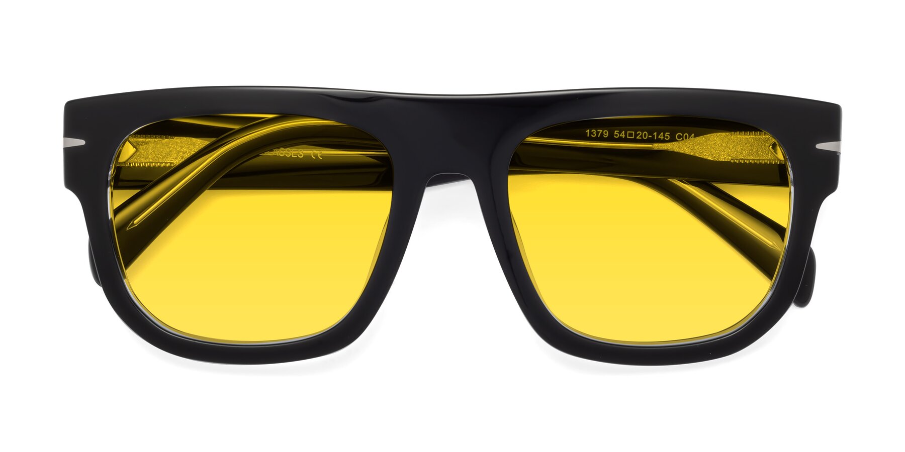 Folded Front of Campbell in Black-Clear with Yellow Tinted Lenses