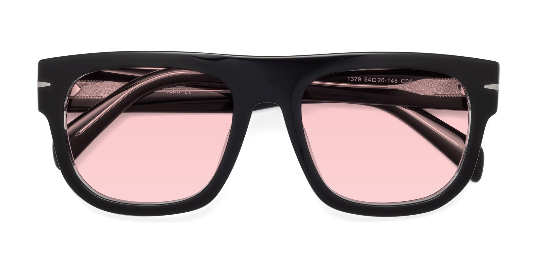 Folded Front of Campbell in Black-Clear with Light Garnet Tinted Lenses