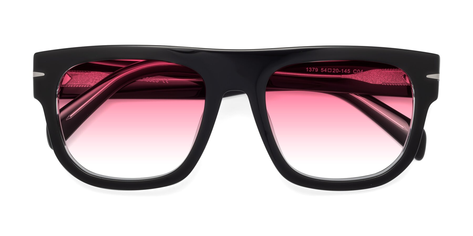 Folded Front of Campbell in Black-Clear with Pink Gradient Lenses