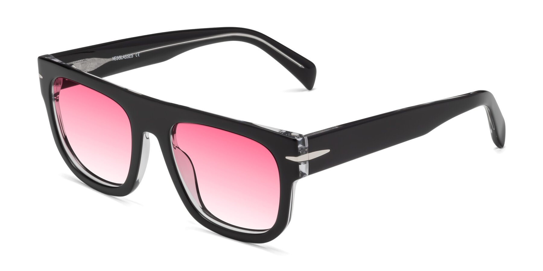 Angle of Campbell in Black-Clear with Pink Gradient Lenses