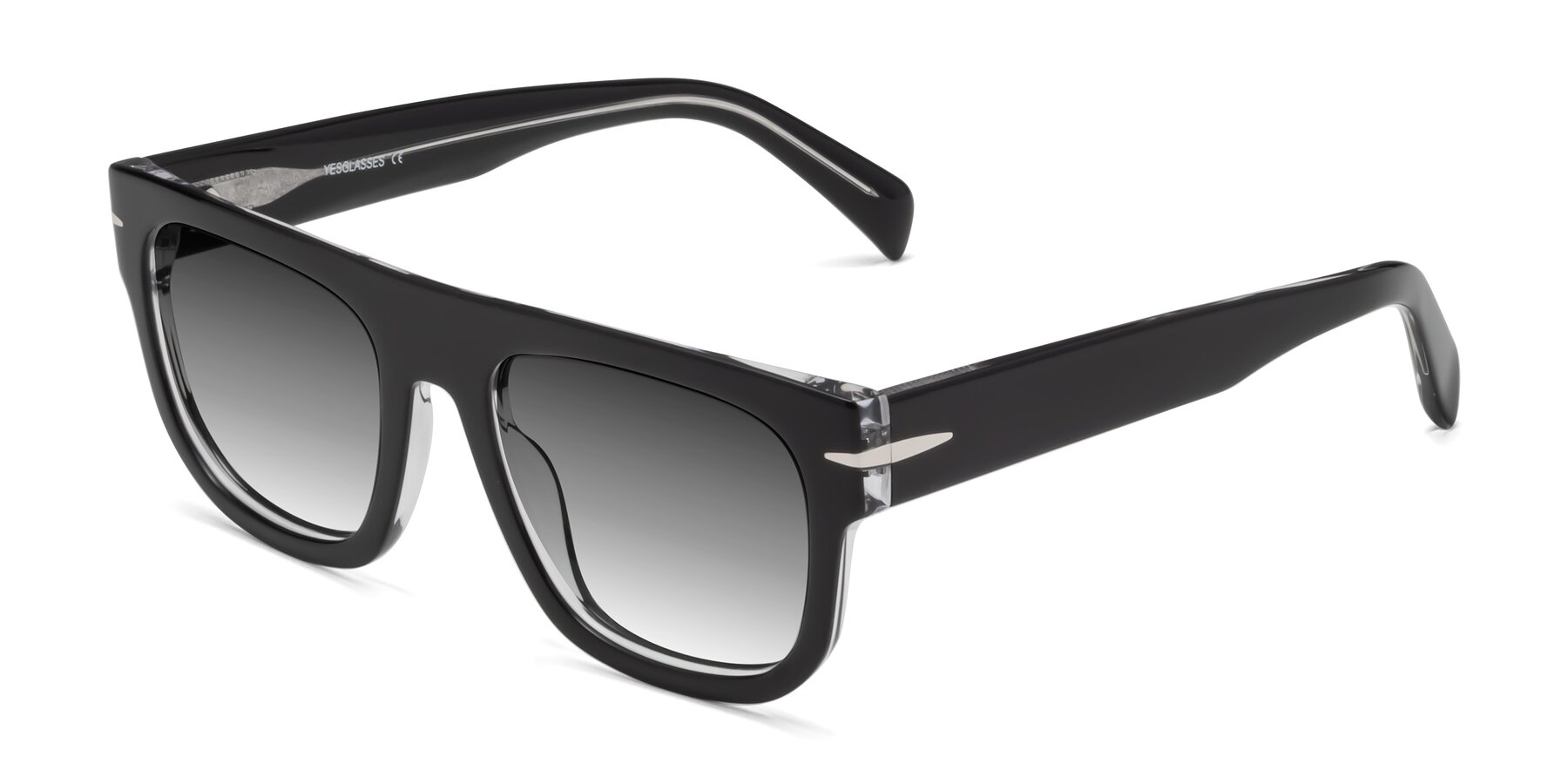 Angle of Campbell in Black-Clear with Gray Gradient Lenses