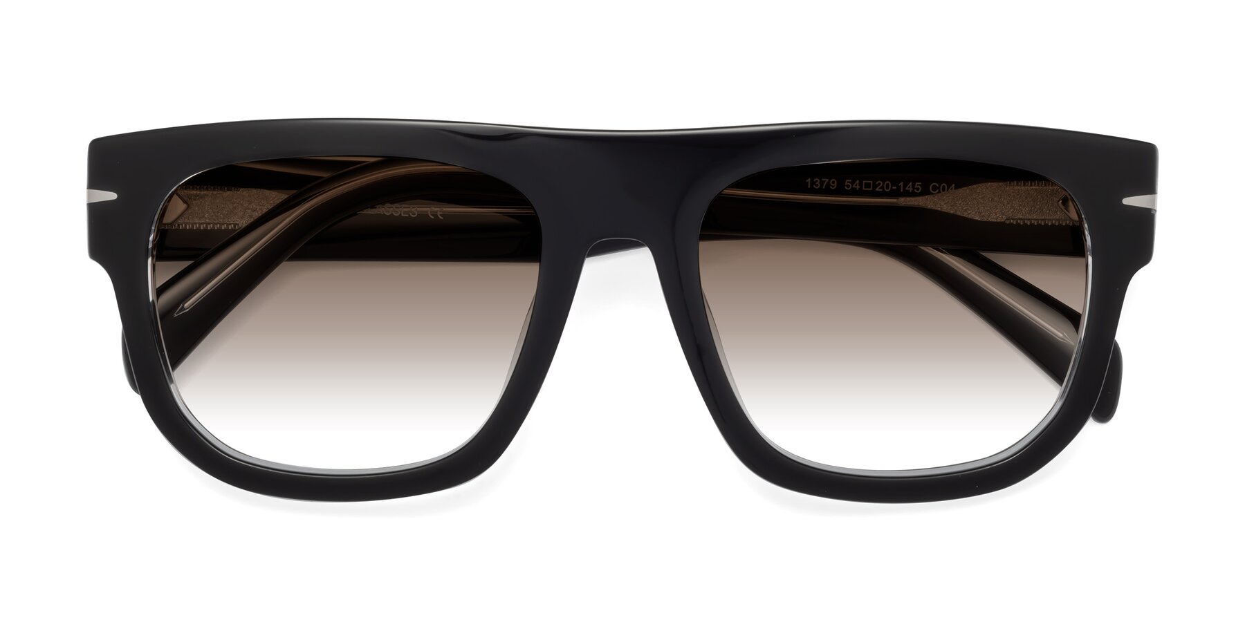 Folded Front of Campbell in Black-Clear with Brown Gradient Lenses