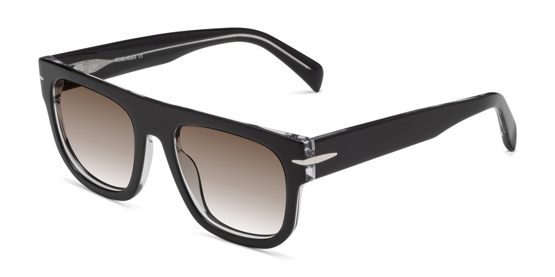 Angle of Campbell in Black-Clear with Brown Gradient Lenses