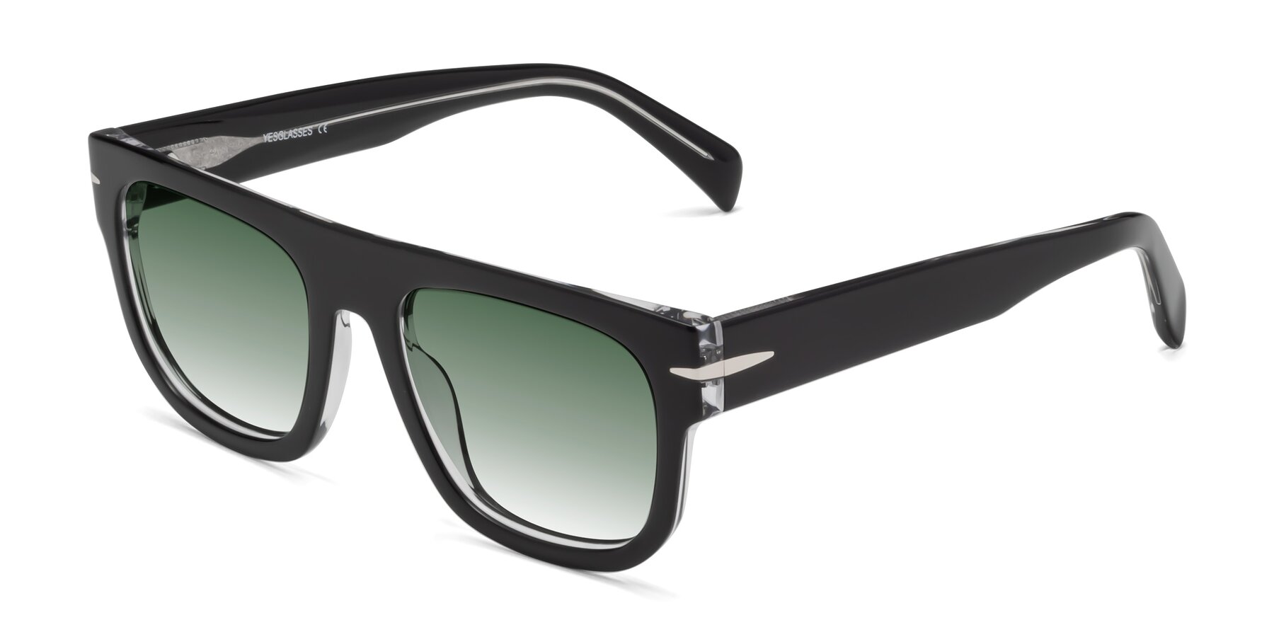 Angle of Campbell in Black-Clear with Green Gradient Lenses