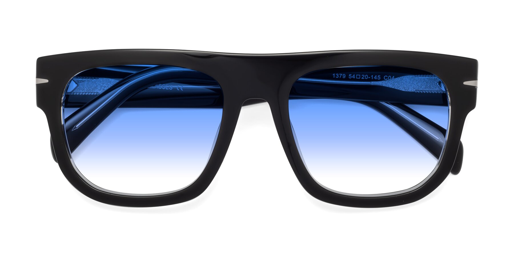 Folded Front of Campbell in Black-Clear with Blue Gradient Lenses