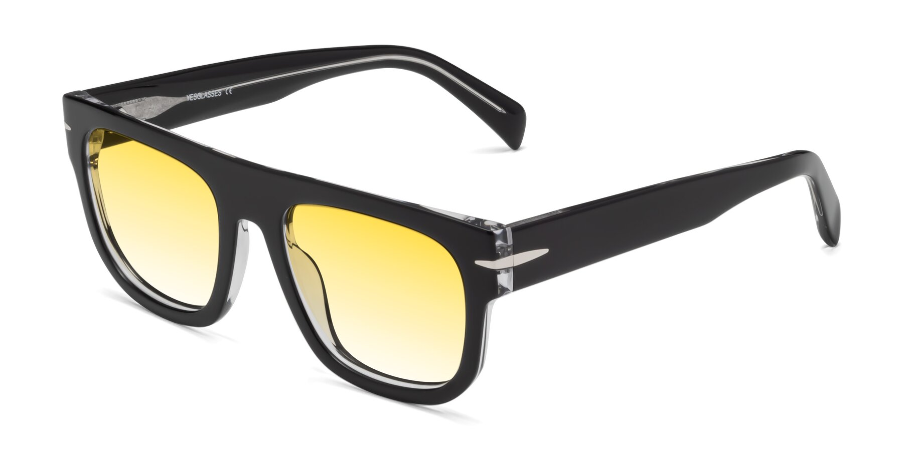 Angle of Campbell in Black-Clear with Yellow Gradient Lenses