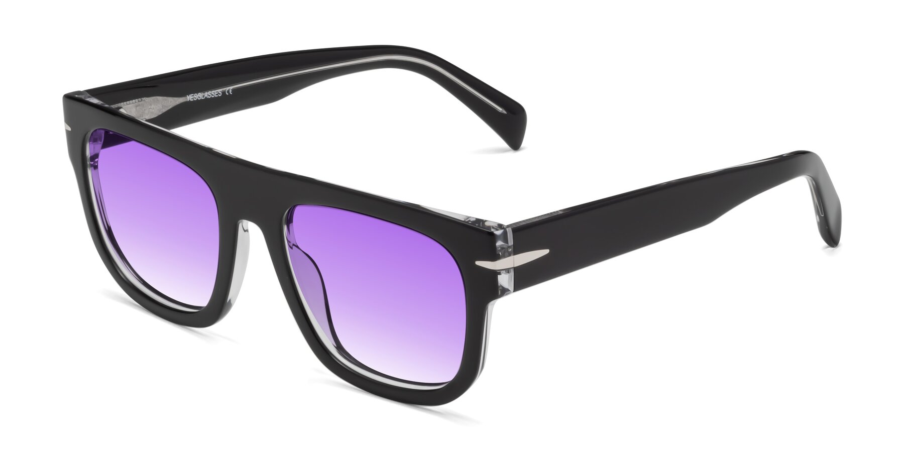 Angle of Campbell in Black-Clear with Purple Gradient Lenses