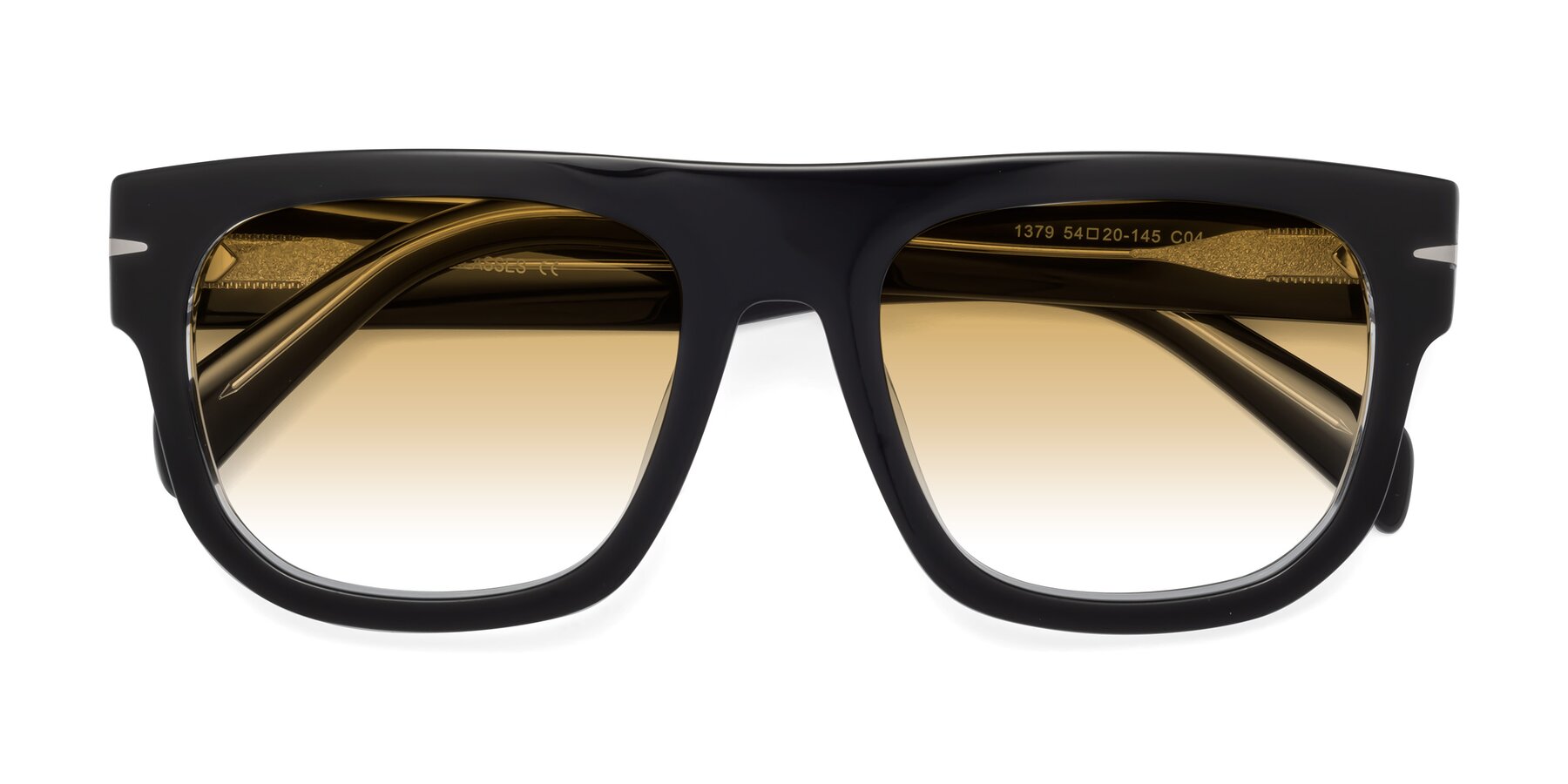 Folded Front of Campbell in Black-Clear with Champagne Gradient Lenses
