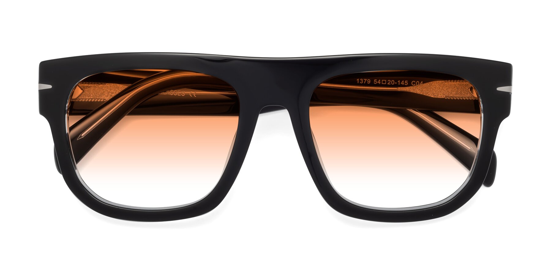 Folded Front of Campbell in Black-Clear with Orange Gradient Lenses