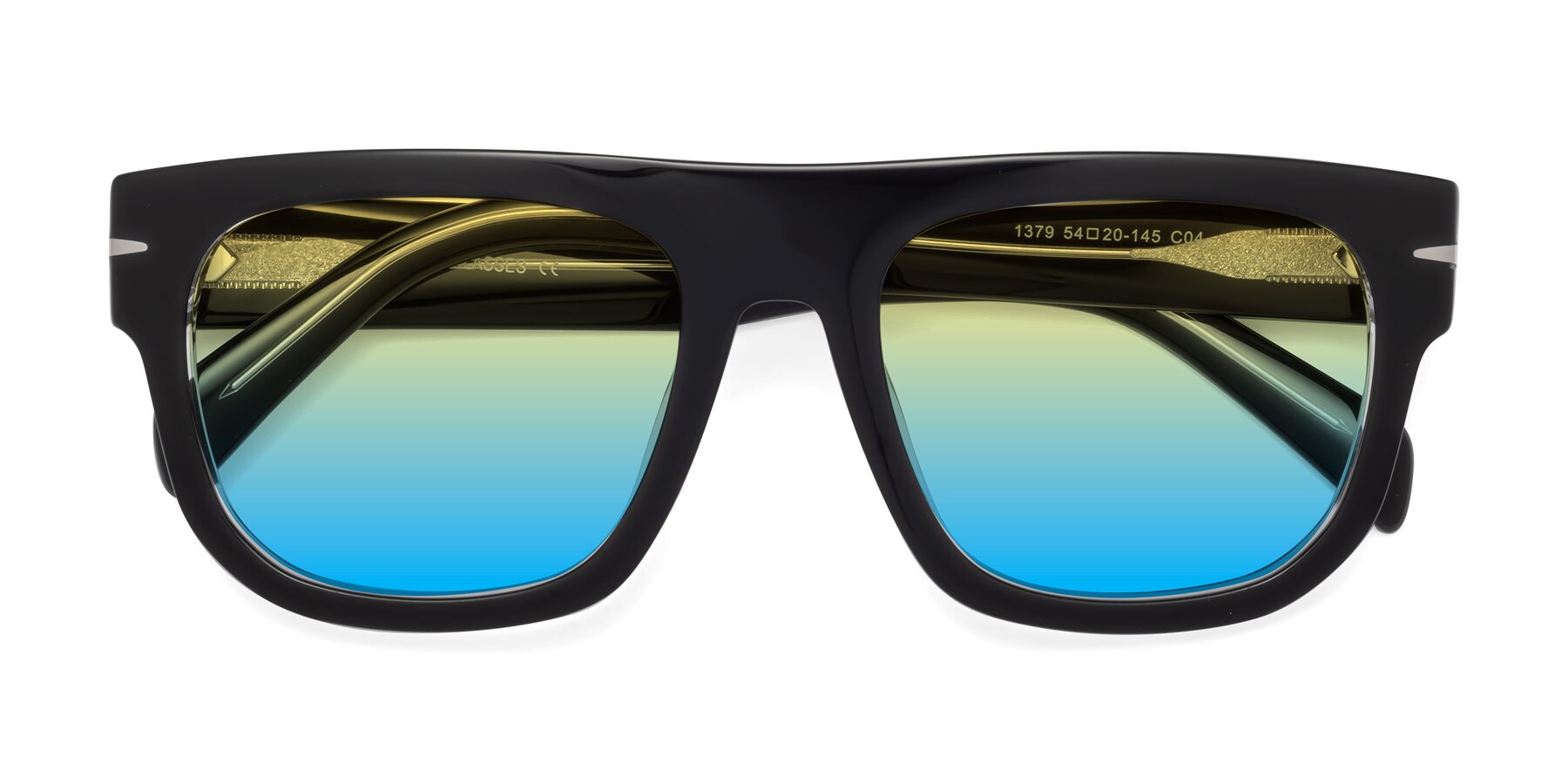 Folded Front of Campbell in Black-Clear with Yellow / Blue Gradient Lenses