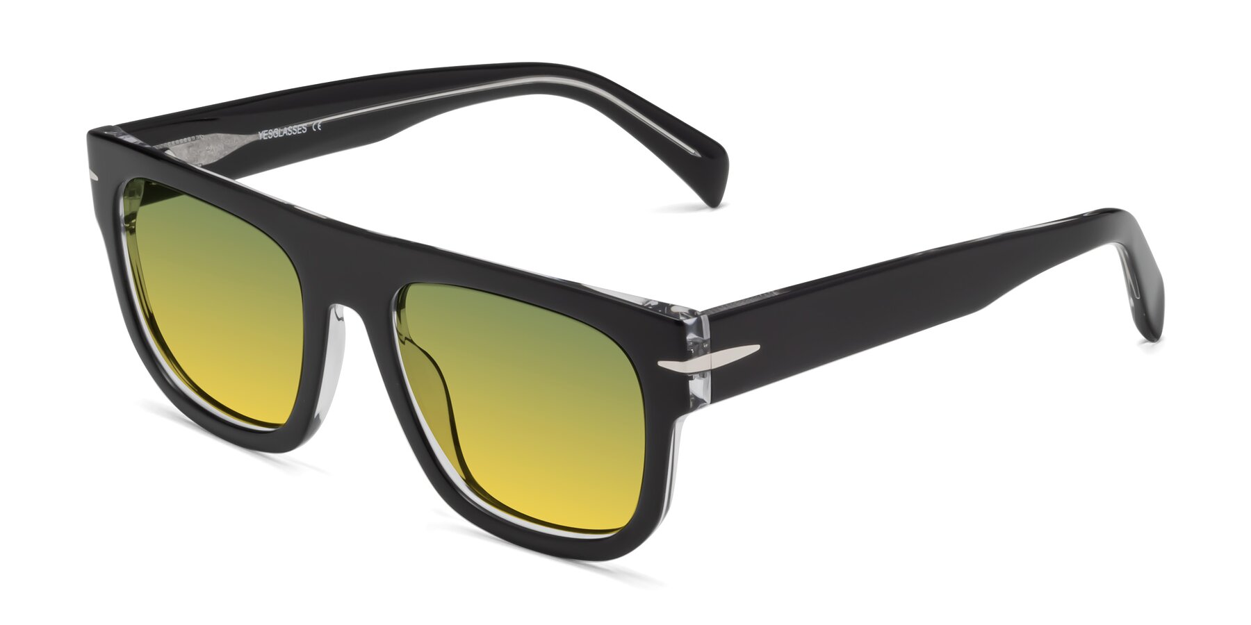 Angle of Campbell in Black-Clear with Green / Yellow Gradient Lenses
