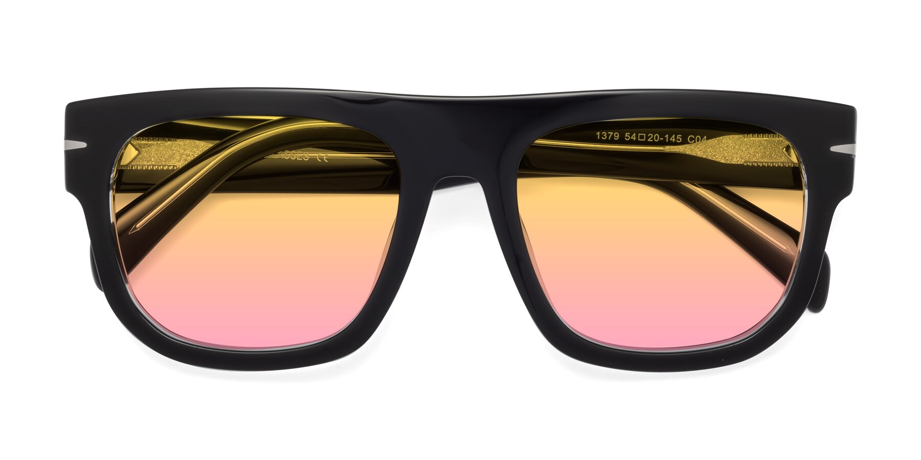Folded Front of Campbell in Black-Clear with Yellow / Pink Gradient Lenses