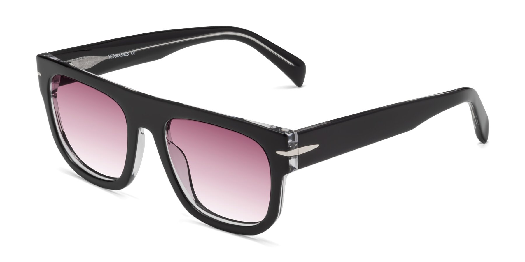 Angle of Campbell in Black-Clear with Wine Gradient Lenses