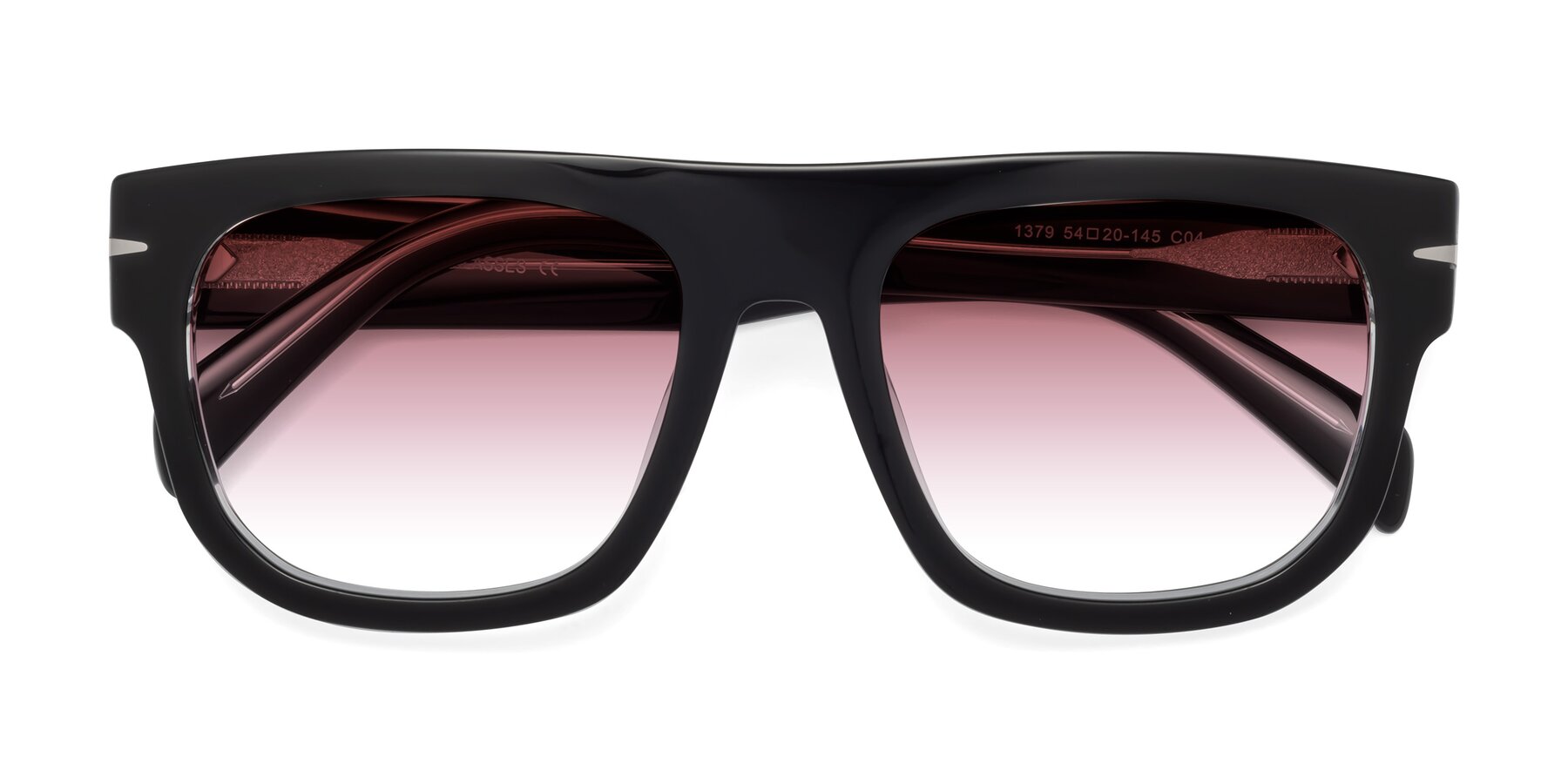 Folded Front of Campbell in Black-Clear with Garnet Gradient Lenses