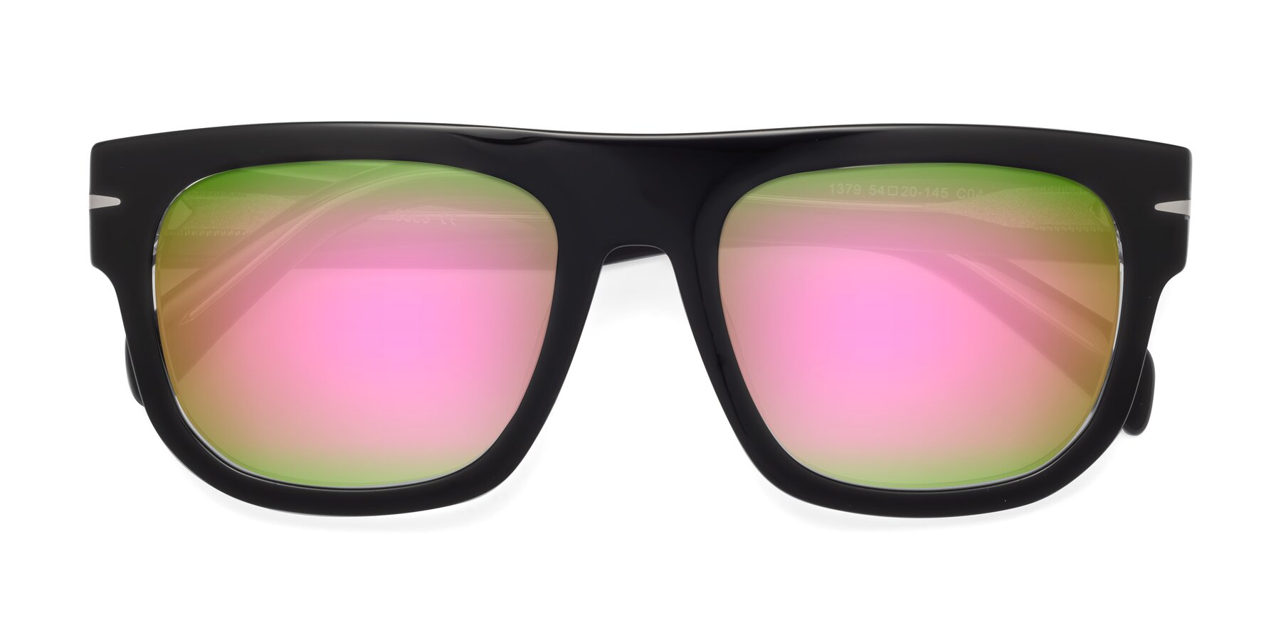 Folded Front of Campbell in Black-Clear with Pink Mirrored Lenses