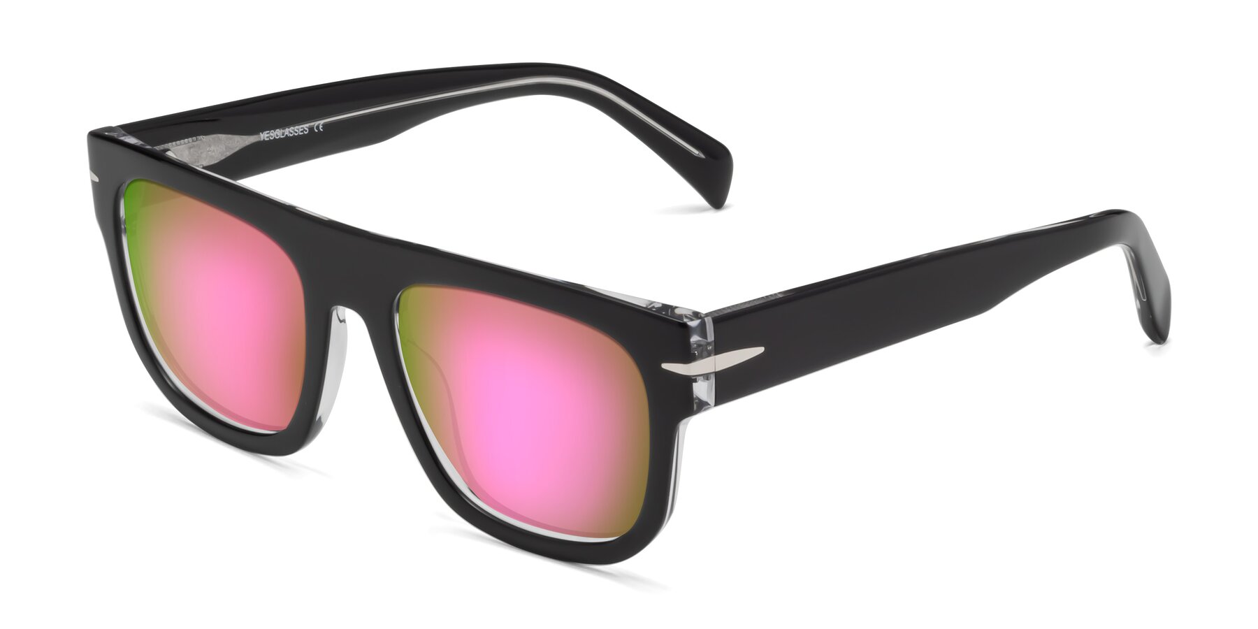 Angle of Campbell in Black-Clear with Pink Mirrored Lenses