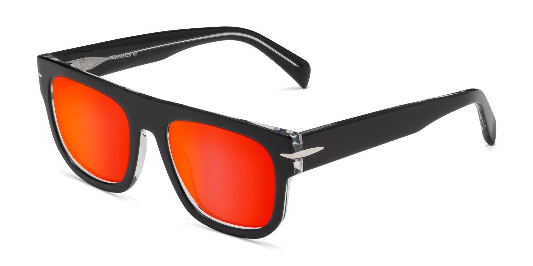 Angle of Campbell in Black-Clear with Red Gold Mirrored Lenses