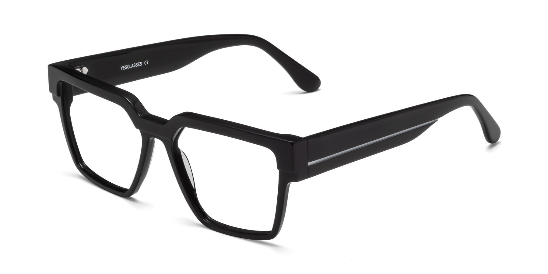 Angle of Rincon in Black with Clear Blue Light Blocking Lenses