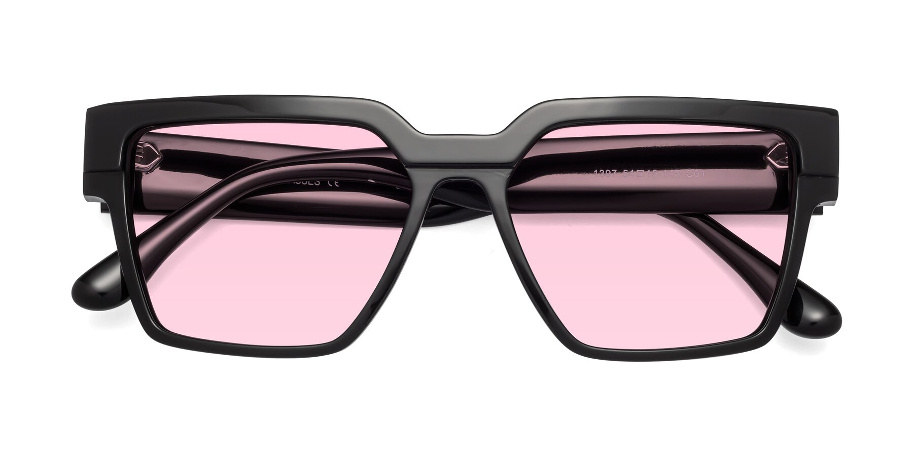 Folded Front of Rincon in Black with Light Pink Tinted Lenses