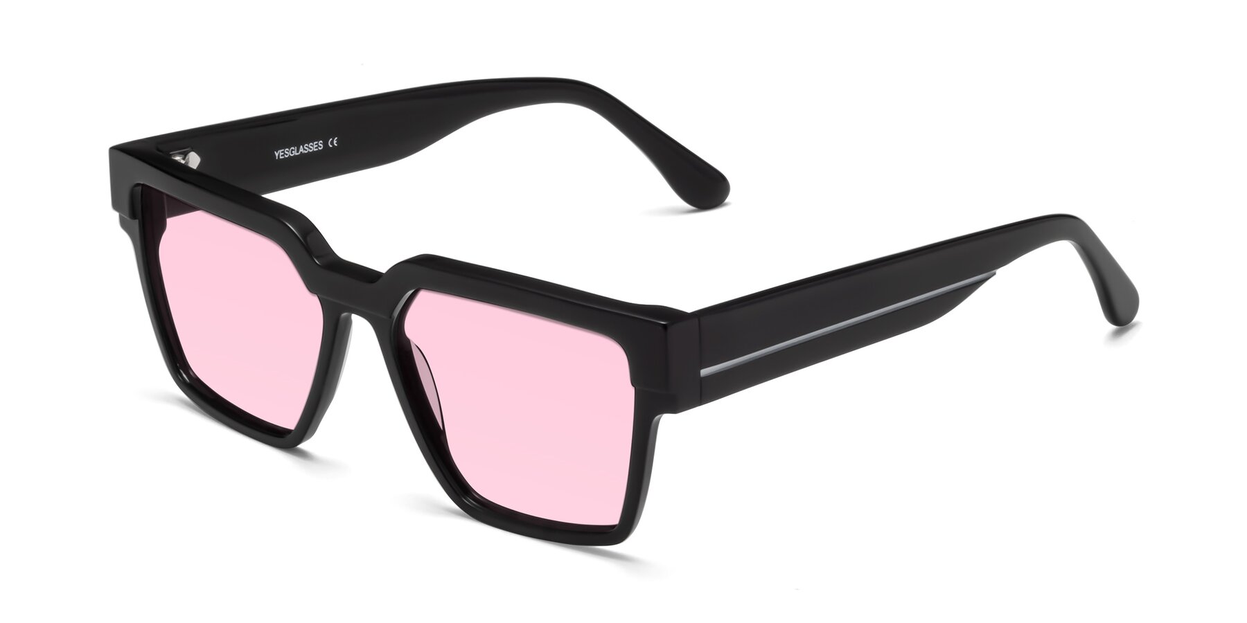 Angle of Rincon in Black with Light Pink Tinted Lenses