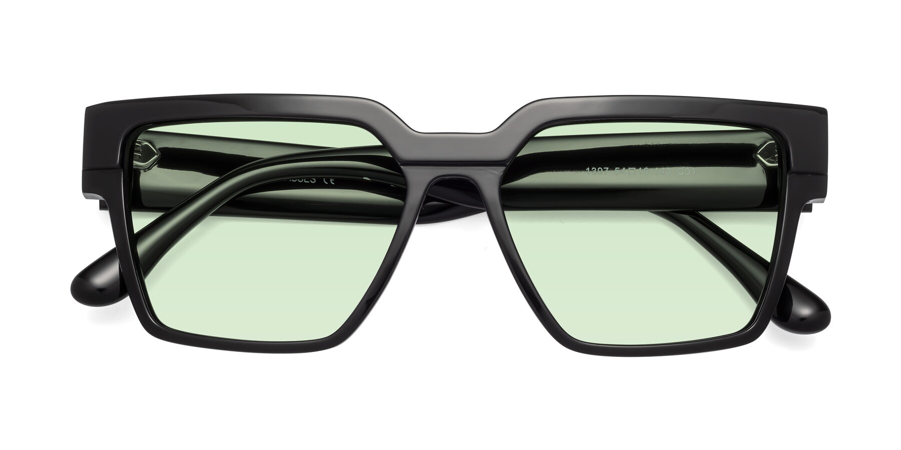 Folded Front of Rincon in Black with Light Green Tinted Lenses
