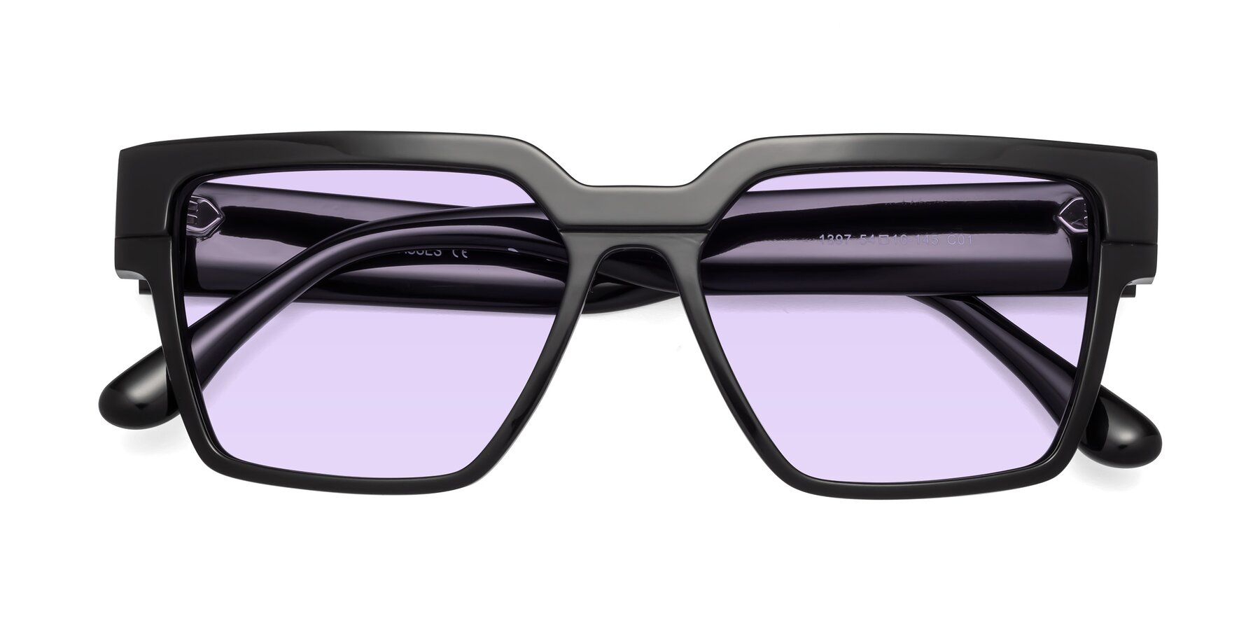 Folded Front of Rincon in Black with Light Purple Tinted Lenses