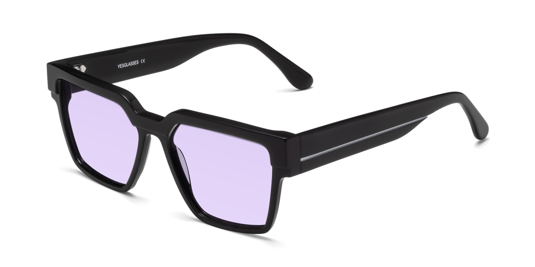 Angle of Rincon in Black with Light Purple Tinted Lenses