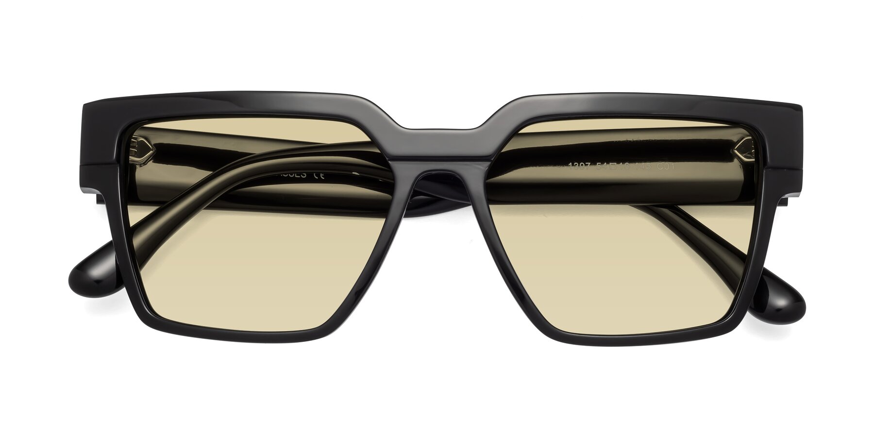 Folded Front of Rincon in Black with Light Champagne Tinted Lenses