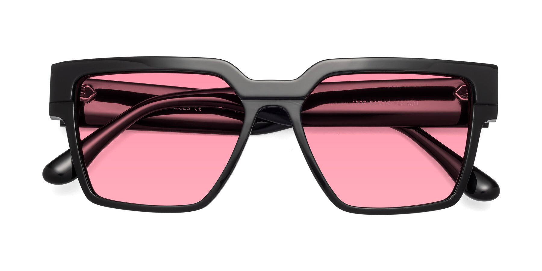 Folded Front of Rincon in Black with Pink Tinted Lenses