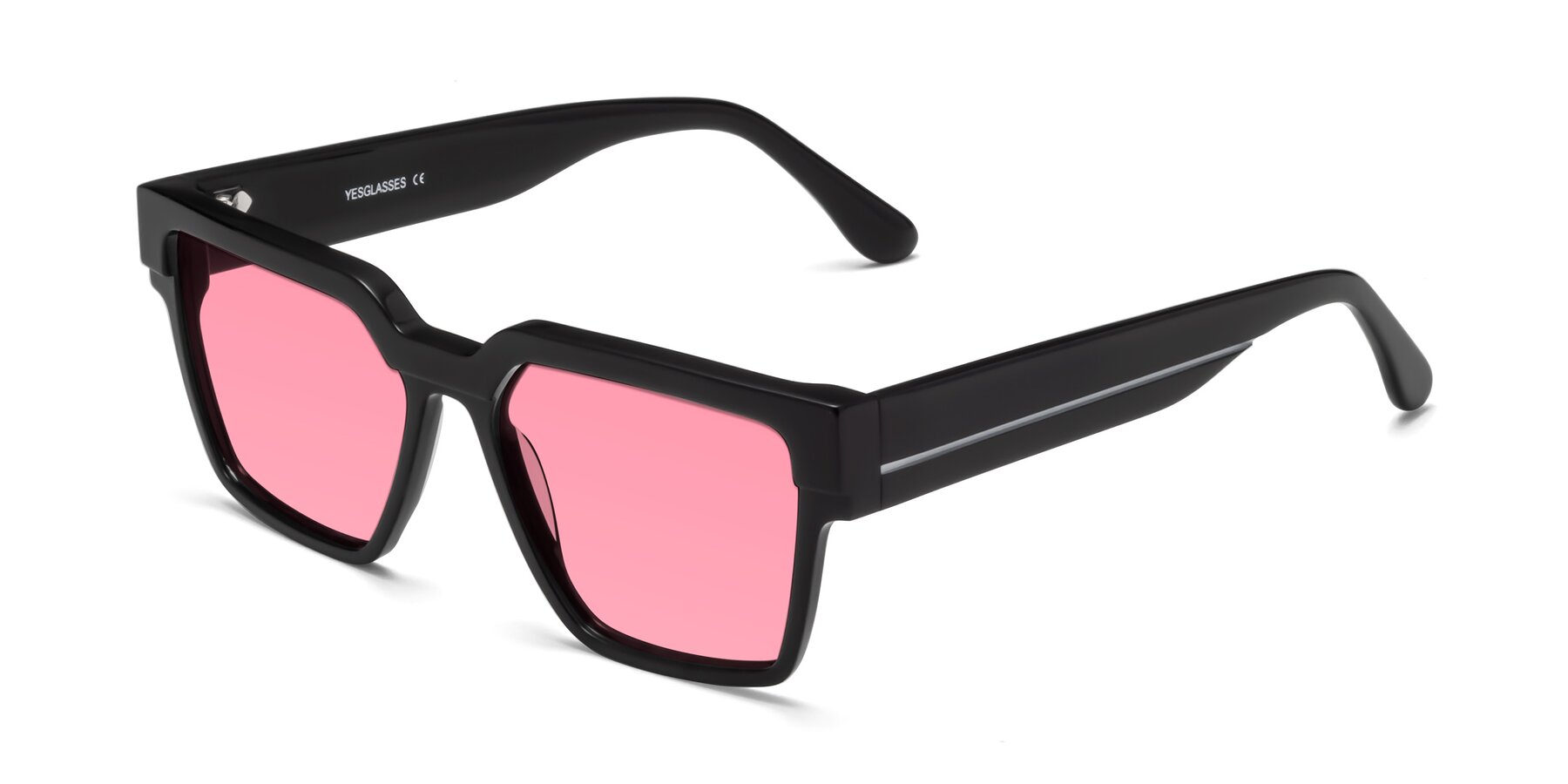 Angle of Rincon in Black with Pink Tinted Lenses